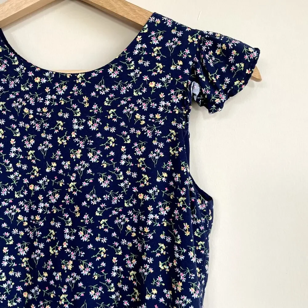 Gap kids floral navy sundress flowy skirt‎ kids size XL (12) rayon cap sleeves